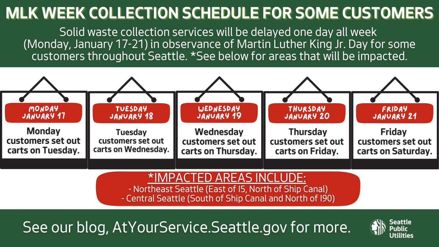 MLK Collections Schedule Impacting Some Customers - At Your Service