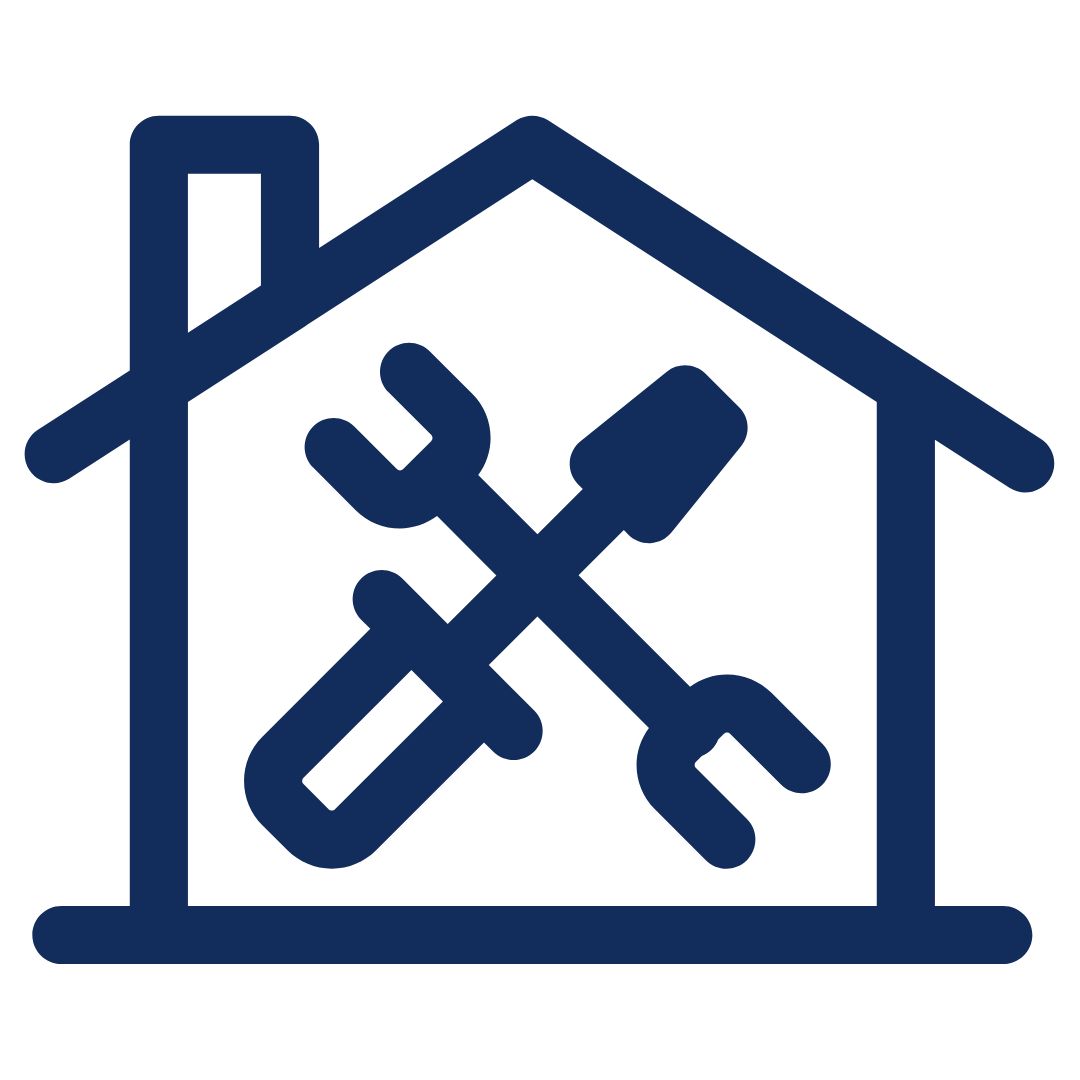 home repair icon with house and tools