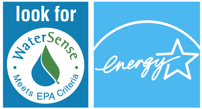 Look for WaterSense logo Meets EPA Criteria, Energy Star
