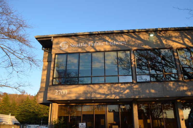 Front of the building of Seattle Public Utilities Operations Control Center 2700 Airport Way S, Seattle, WA 98134.
