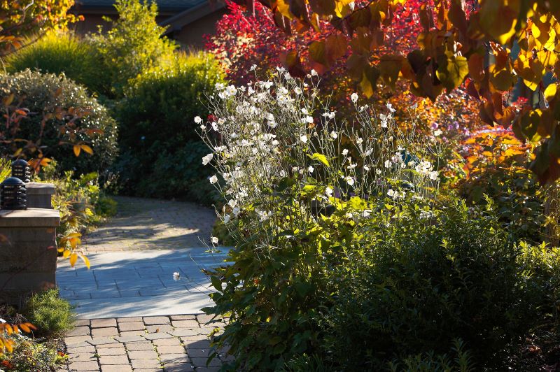 A landscaped garden in fall.