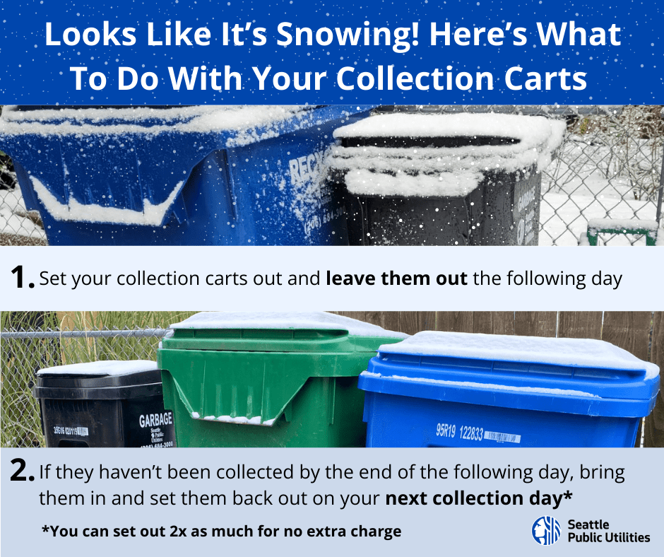 Collection Carts covered with snow.