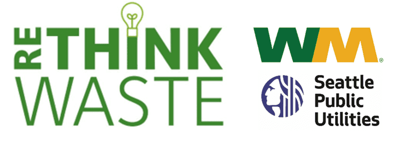 ReThink Waste logo, WM and Seattle Public Utilities