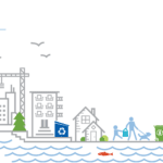 Illustration of downtown Seattle waterfront.