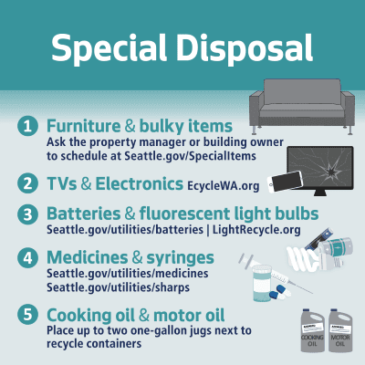 Examples of items to go in special disposal.